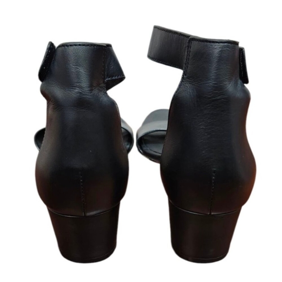 VINCE Raine Black Leather Ankle Strap City Sandals Open Toe Heels Lizard… - Picture 8 of 14